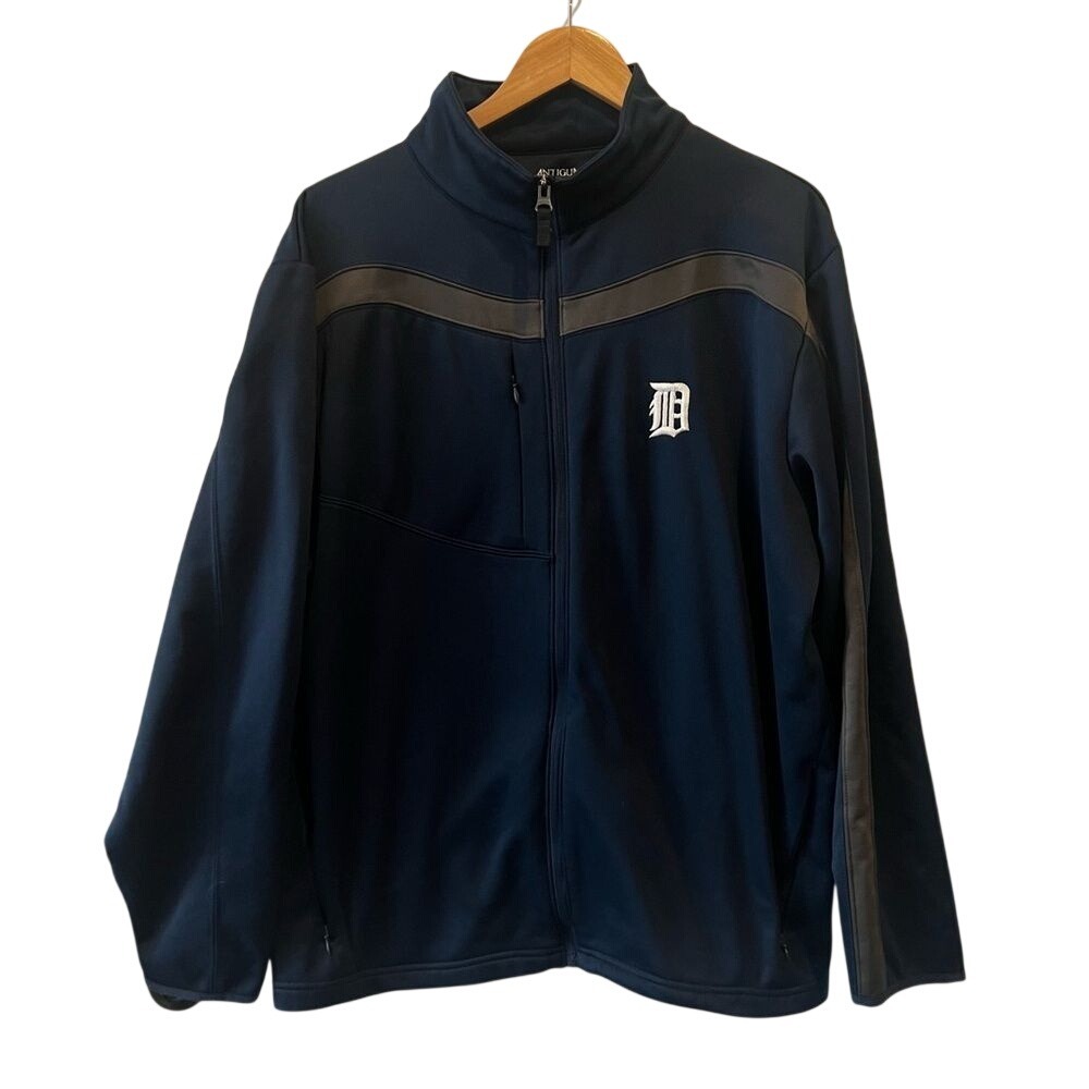 Antigua Detroit Tigers Track Jacket Mens XL Navy Blue Excellent Full Zip MLB
